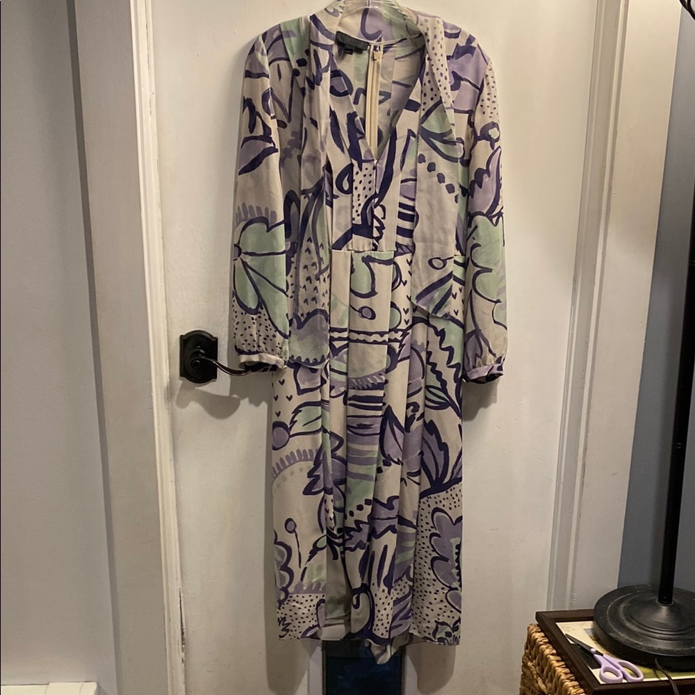 NWOT Burberry Abstract silk Print Maxi Dress - Purple and Green